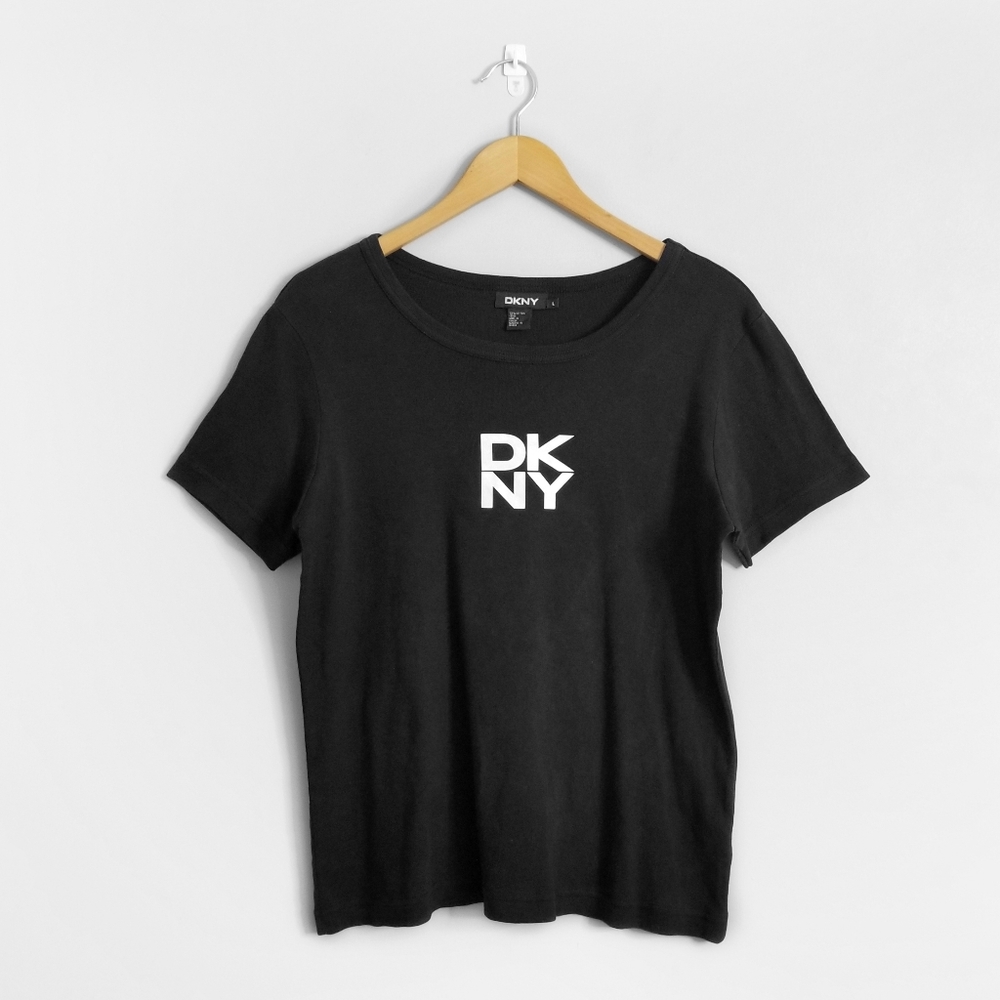 DKNY Black Graphic Logo T-Shirt Tee